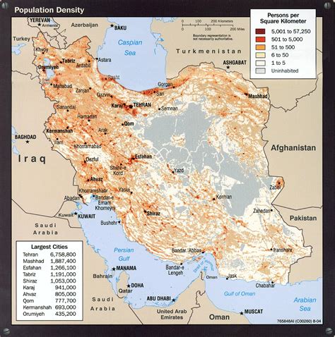 Iran Population Density Map - Iran • mappery