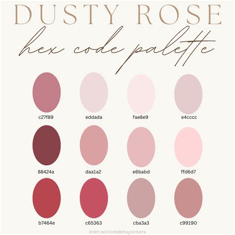 Dusty Rose Color Palette with Hex Codes and Instructions in 2023 | Dusty rose color, Color ...