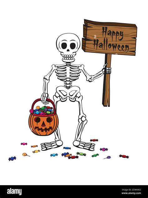 Happy Halloween skeleton vector illustration Stock Vector Image & Art ...