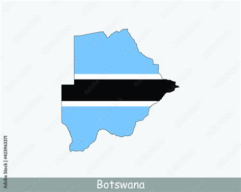 Botswana Map Flag. Map of Botswana with the Batswana national flag isolated on white background ...