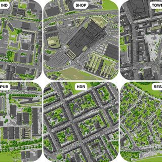 Six different urban structure types selected after the approach of ...