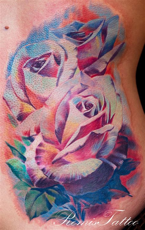 color rose tattoo by Remistattoo on DeviantArt