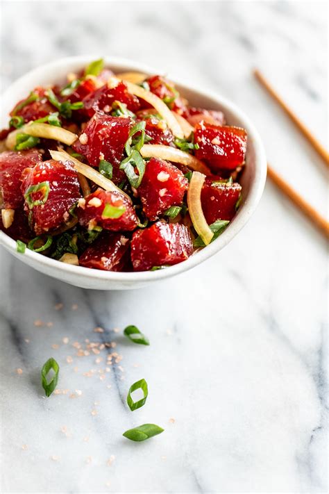 Shoyu Ahi Poke (Hawaiian Ahi Poke Bowl Recipe) - A Beautiful Plate