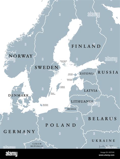 Baltic Sea area countries political map with national borders. Nations ...