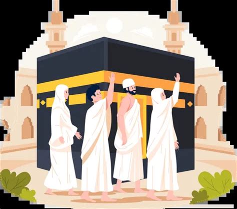 Muslim People Do Tawaf Or Walking Around Kaaba In Mecca Illustration - Free Download Culture ...