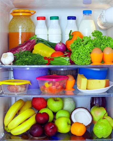 Refrigerator Full Of Healthy Food Stock Photo - Image of fruit, green: 24502134