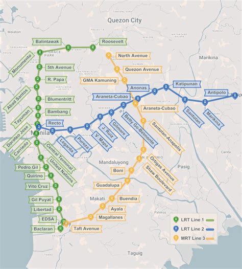 Map Guide to Manila's LRT and MRT Stations - DeiVille