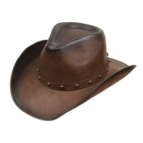 Kenny K - Kenny K Men's Faux Leather Western Hat DL10 Cowboy Style (Distressed Brown,X-Large ...