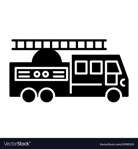 Fire truck with ladder solid icon Royalty Free Vector Image