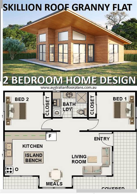 SKILLION ROOF House Plans Small and Tiny Home Design 62m2/ - Etsy Singapore