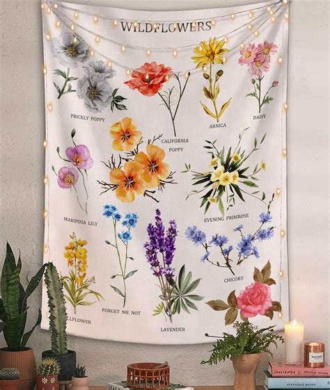 Wildflowers Floral Tapestry Wall Hanging Vintage Botanical - Etsy