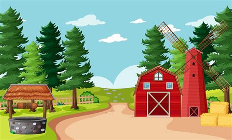 Blank farm scene in cartoon style 1541462 Vector Art at Vecteezy