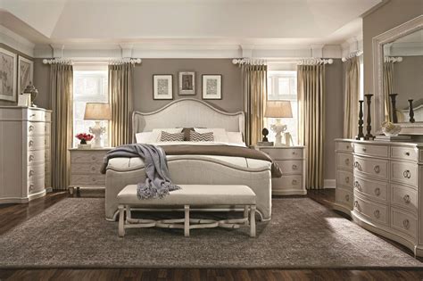 Chateaux Grey Upholstered Shelter Bedroom Set from ART | Coleman Furniture