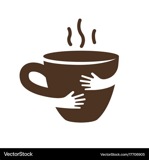 Creative coffee or tea cup and hands logo design Vector Image