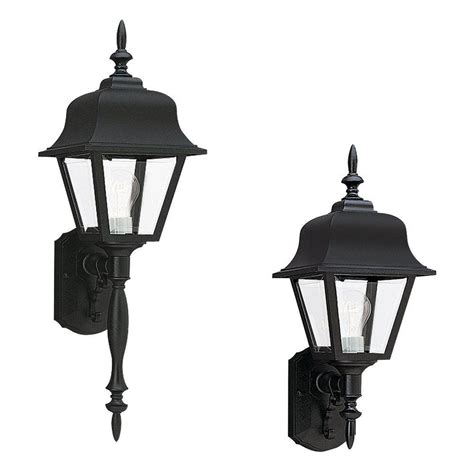 Sea Gull Lighting Lanterns Collection 1-Light Black Outdoor Painted Polycarbonate Wall Lantern ...