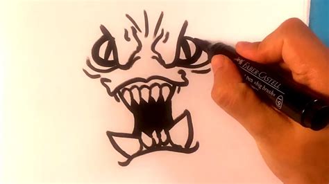 How to Draw Scary Monster Face - Halloween Drawing Lesson Easy - YouTube