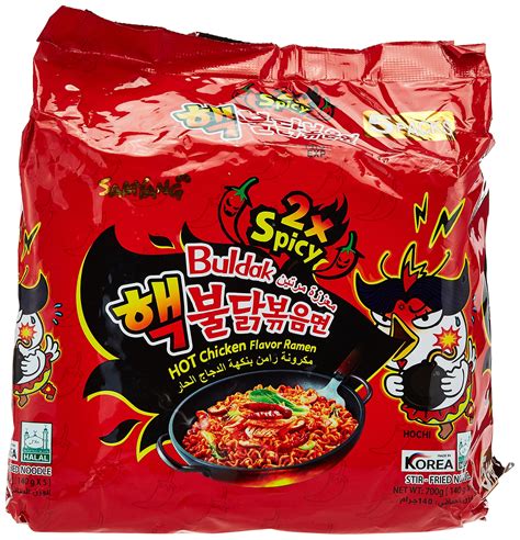 Buy SAMYANG Spicy Hot (2x Spicy) Chicken Flavour Ramen Noodles, Pack of 5 Online at ...