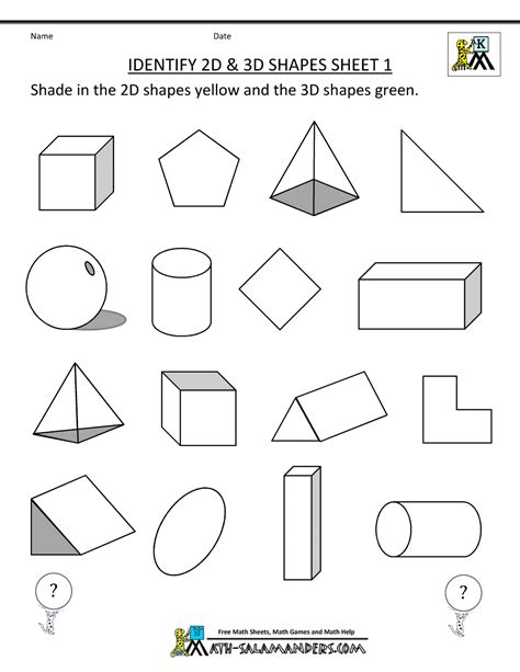 3d Shapes Worksheets