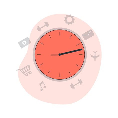 Premium Vector | A clock with a red second hand pointing to the left.