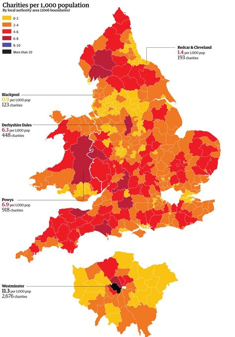 Big society visualised: the charity map of England and Wales | Mapas, Proyectos