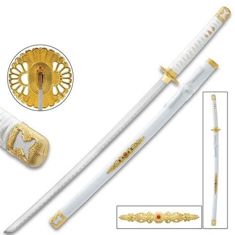 White Lotus Katana With Scabbard - Free Shipping!