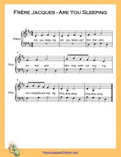 Frère Jacques (Are You Sleeping) - lyrics, videos & free sheet music for piano