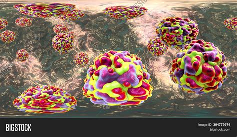 360 Degree Panorama View Of Rhinoviruses, The Viruses Which Cause Rhinitis And Common Cold, 3d ...