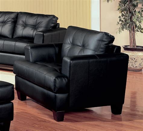 Samuel Black Leather Living Room Set - 501681 from Coaster (501681) | Coleman Furniture