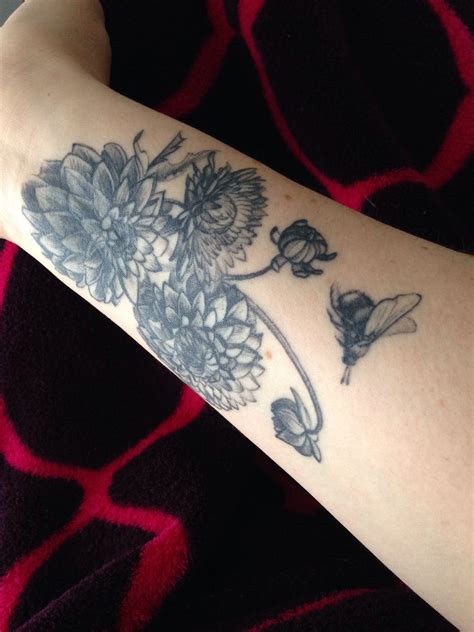 Black dahlia flower tattoo | Flower