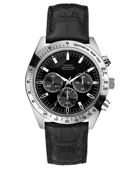 Lyst - Guess Watch, Men'S Waterpro Chronograph Leather Strap 41Mm U11507G1 in Black for Men