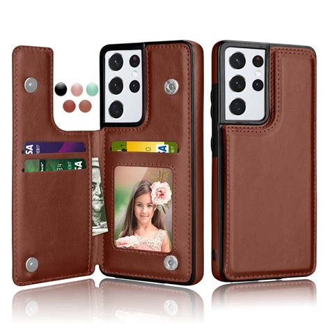 Cases for Galaxy S21 S21+ S21 Ultra 5G, Njjex Leather Flip Wallet Card Holder Case Cover for ...