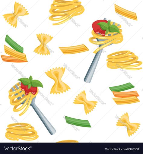 Seamless cartoon background with pasta Royalty Free Vector