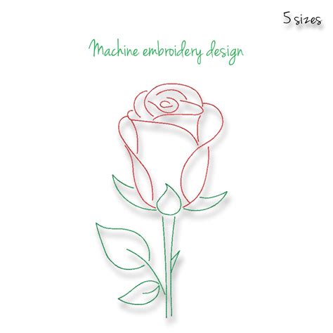 Rose Embroidery Machine Design Outline Flowers Designs Bloom - Etsy