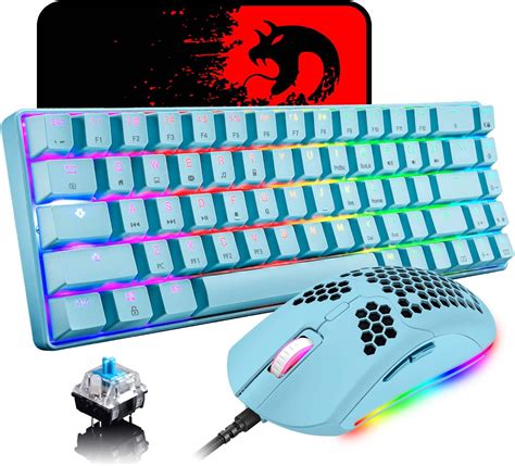 Amazon.com: LexonElec 60 Percent Mechanical Gaming Keyboard Blue Switch ...