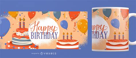 Happy Birthday Mug Design Vector Download