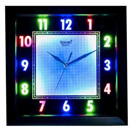 Multi Color Square LED Wall Clock-12006(Black) – Steven Quartz LLP