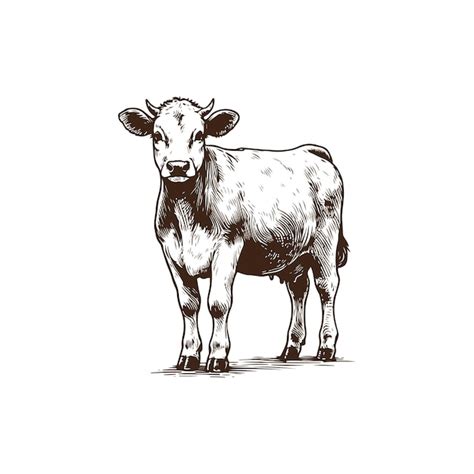 Premium Vector | Vintage Hand Drawn Cow Sketch