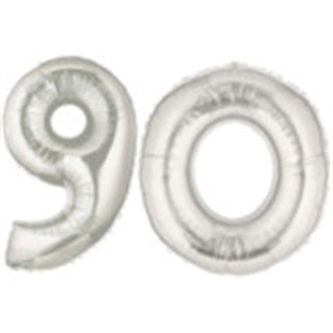 Large Silver Number 90 Balloons, 90th Birthday Mylar Balloons