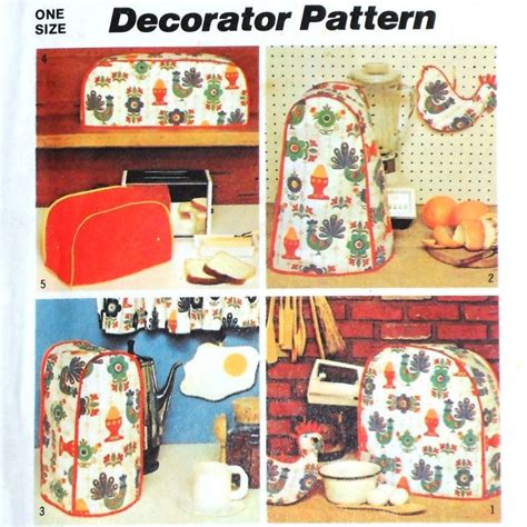 Kitchen Small Appliance Covers/ 1970s Pattern/ Chicken Egg Potholders ...