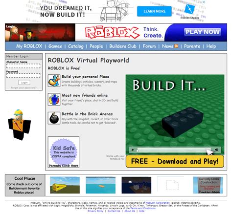 Roblox in 2008 - Web Design Museum