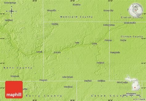 Physical Map of Ionia County