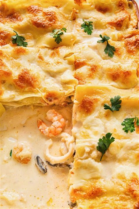 This seafood lasagna is pure luxury! Layers of fresh lasagna sheets interspersed with creamy ...