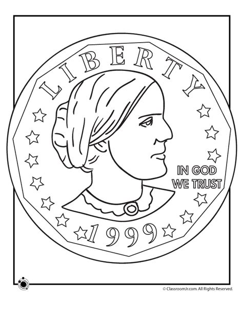 Susan B. Anthony Coin Coloring Page | Woo! Jr. Kids Activities