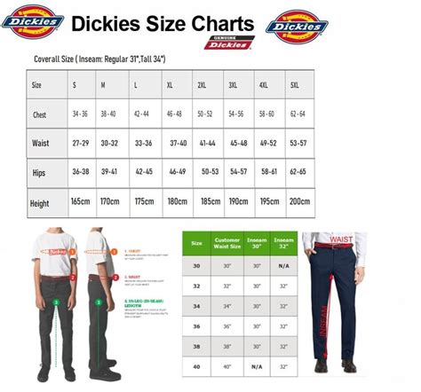 DICKIES SIZE CHART - Durasafe Shop