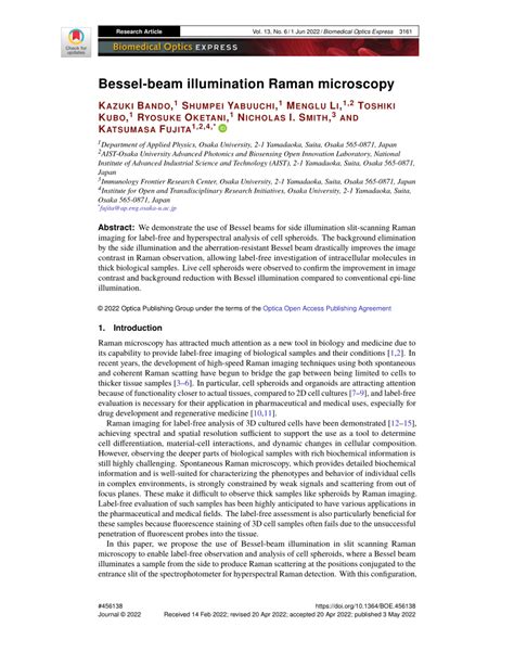 (PDF) Bessel-beam illumination Raman microscopy