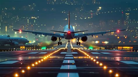 Premium Photo | Passenger Airplane take off from runways at night