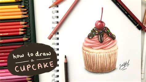 HOW TO DRAW A REALISTIC CUPCAKE | drawing food with coloured pencils - YouTube