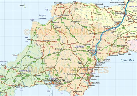 south west england county road and rail map at 1m scale in illustrator and pdf vector format