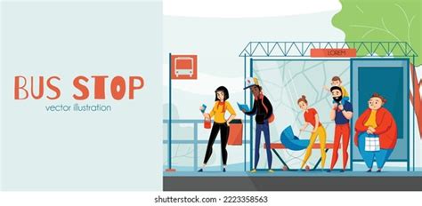 People Waiting Bus Bus Stop World Stock Vector (Royalty Free) 2223358563 | Shutterstock