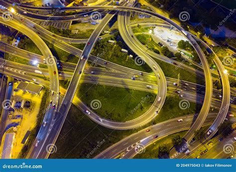 Night View of Overpass Interchange Stock Image - Image of crossing, road: 204975043